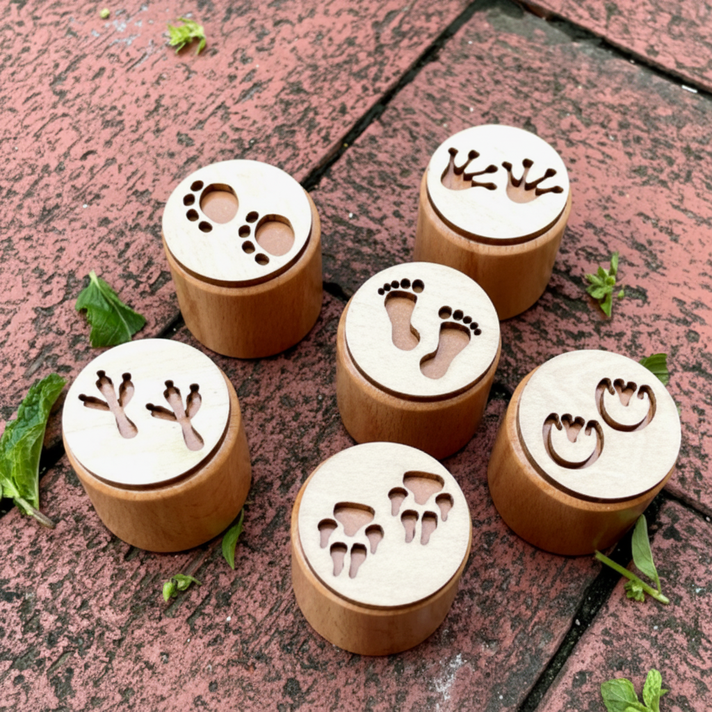 WoodStamp – Montessori & Kreativt – 6 stk. leirestempler av tre