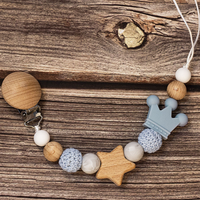 Thumbnail for Baby Pacifier Holder – Med navn – Personlige perler av tre og silikon