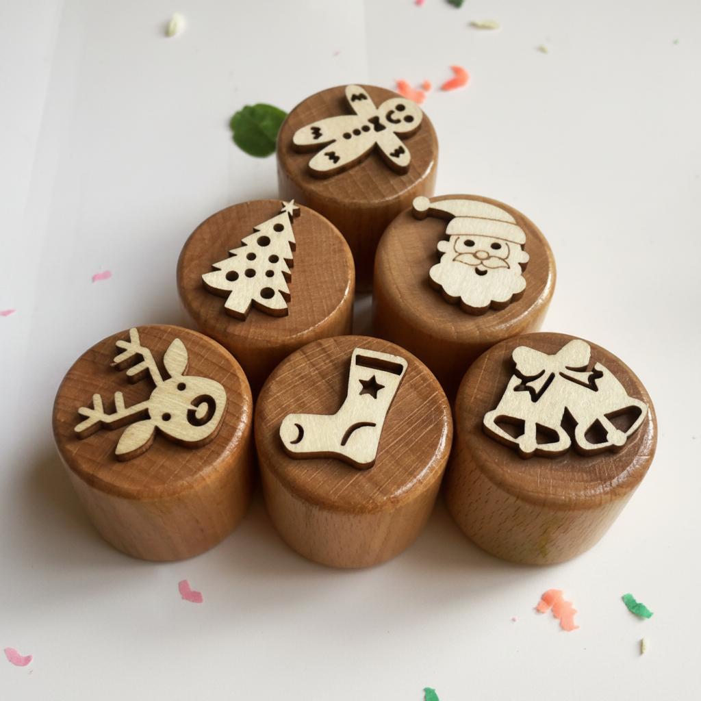 WoodStamp – Montessori & Kreativt – 6 stk. leirestempler av tre