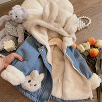 Thumbnail for Girls Bunny Denim Coat – Varm og behagelig – Barnejakke