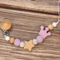 Thumbnail for Baby Pacifier Holder – Med navn – Personlige perler av tre og silikon