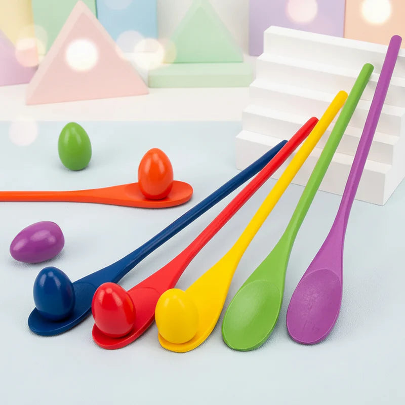 Wooden Egg Spoon Game – Motorikk og læring – Eggeløp og balansespill