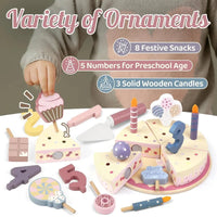 Thumbnail for Wooden Cake Cutting Toy – Kreativitet og rollespill – Bursdagskake i tre