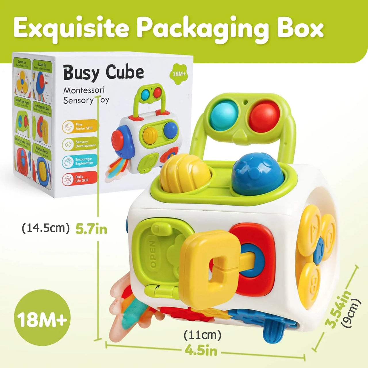 Montessori Busy Cube™ – Praktisk på farten - Sensorisk kube