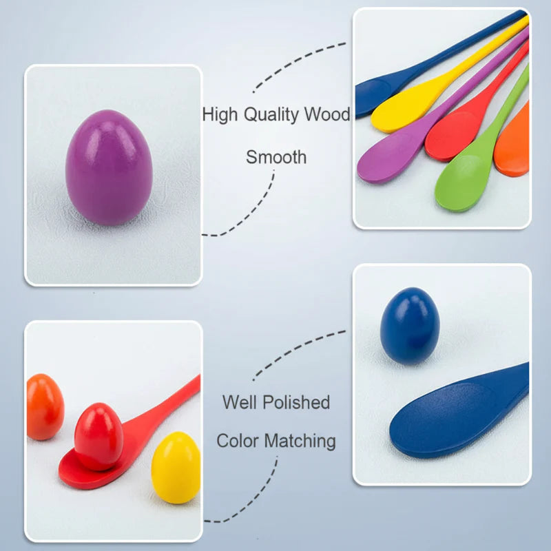 Wooden Egg Spoon Game – Motorikk og læring – Eggeløp og balansespill