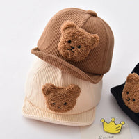 Thumbnail for Mini Fashion - Tøff og søt – Corduroy barnecap med bjørn