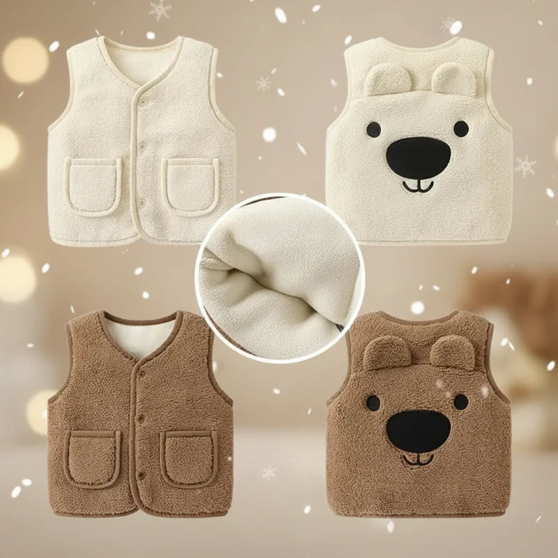 Baby Bear Fleece Vest – Varm og myk – Barnetrøye med bjørnemotiv