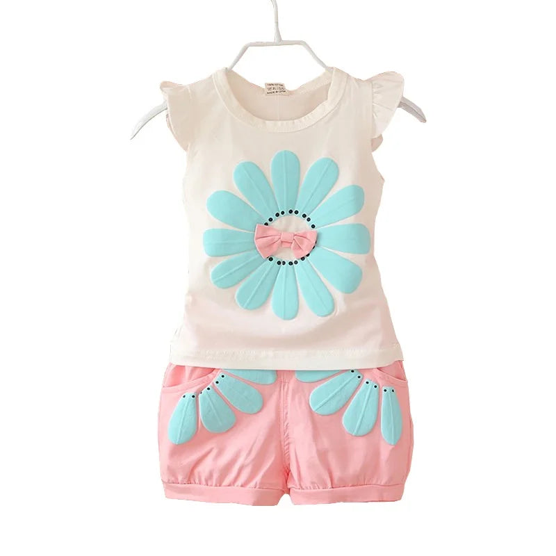 Mini Fashion™ - Sommersett i bomull - shorts og t-skjorte