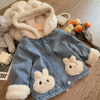 Thumbnail for Girls Bunny Denim Coat – Varm og behagelig – Barnejakke