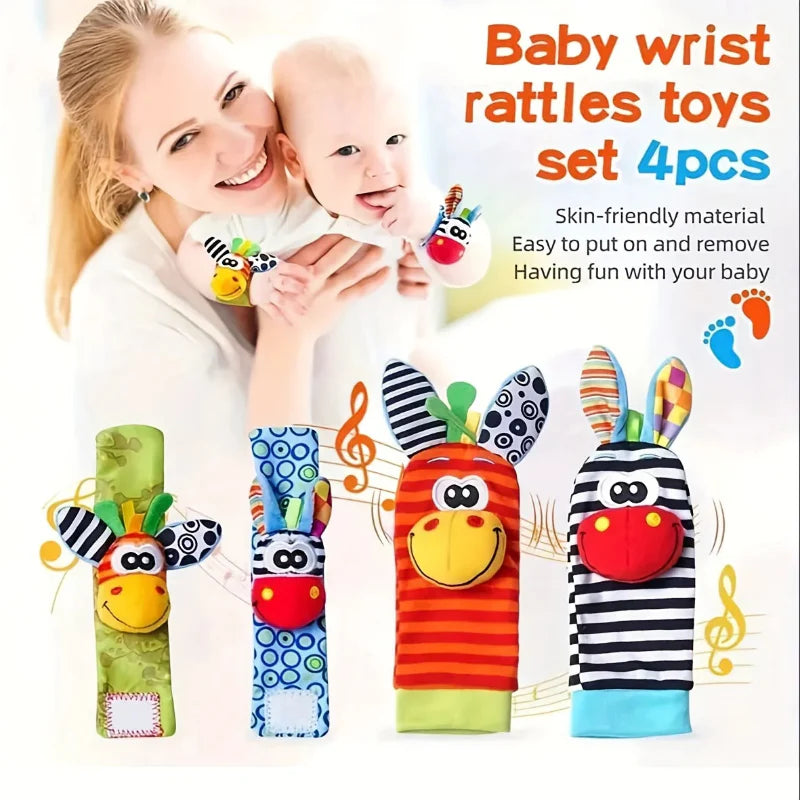 Wrist Rattle and Socks – Motorikk & lek – Rangle for babyer (sett med 4)