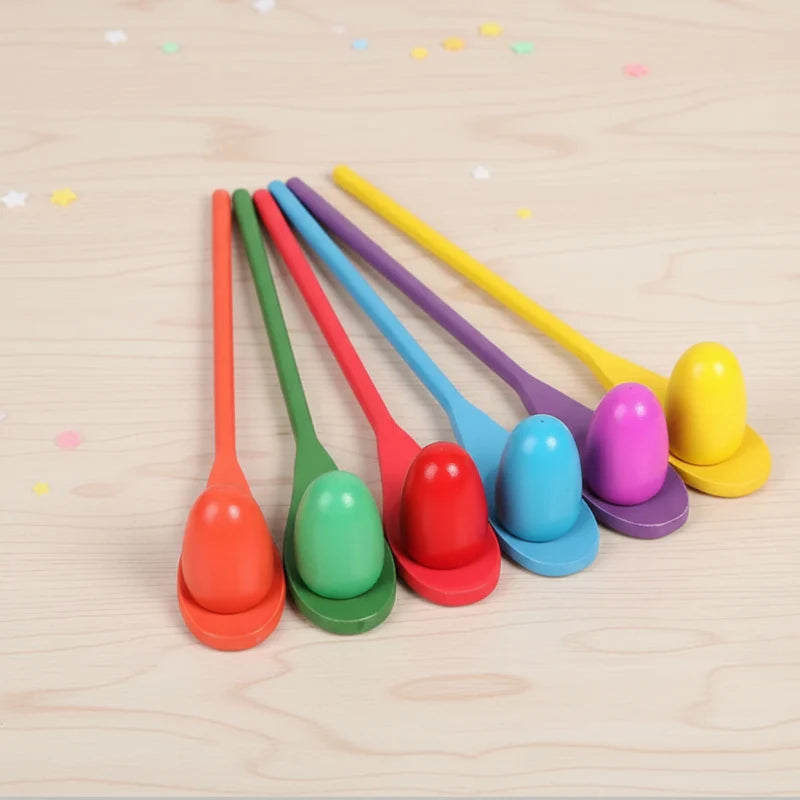 Wooden Egg Spoon Game – Motorikk og læring – Eggeløp og balansespill