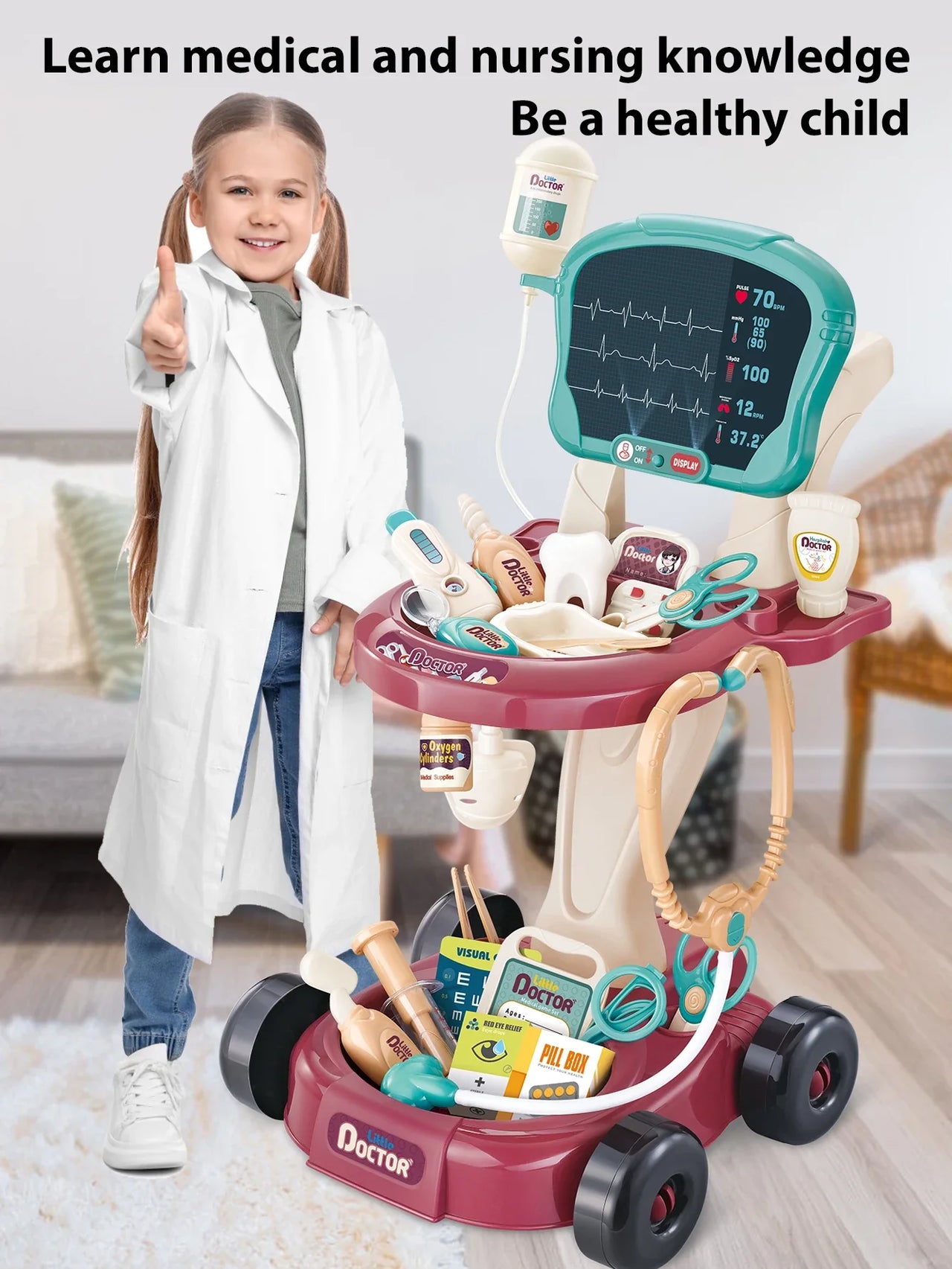 Mini Medic - Forsiktig og smart - Lekesett med legekjerre