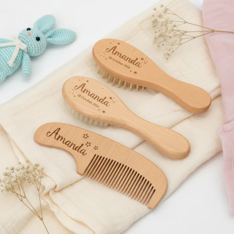 Personalized Hairbrush – Myk og unik – Personlig babyhårbørstesett