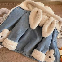Thumbnail for Girls Bunny Denim Coat – Varm og behagelig – Barnejakke