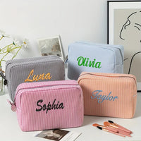 Thumbnail for Striped Name Pouch – Personlig og stilig – Sminkeveske