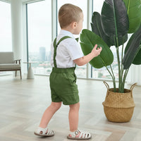 Thumbnail for LittleDandy – Klassisk og elegant – Bomullsshorts med seler, sløyfe og skjorte