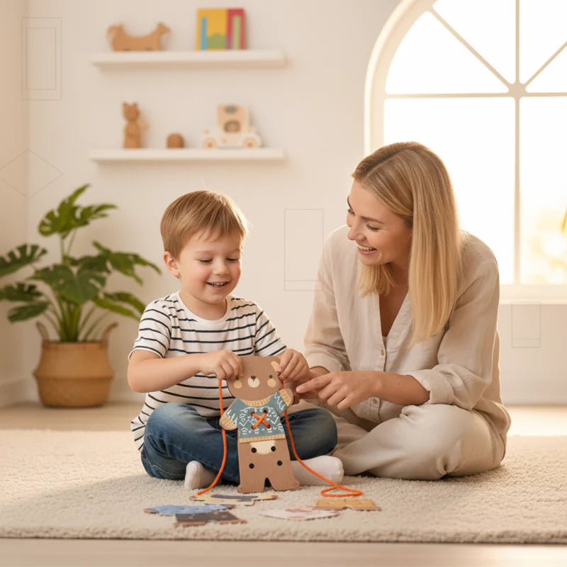 ThreadBear – Søt og lærerik – Montessori-trådleketøy bjørn