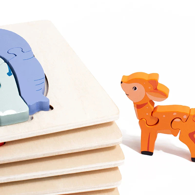 Animal Puzzle – Oppdag og lær – Tegneseriepuslespill i tre