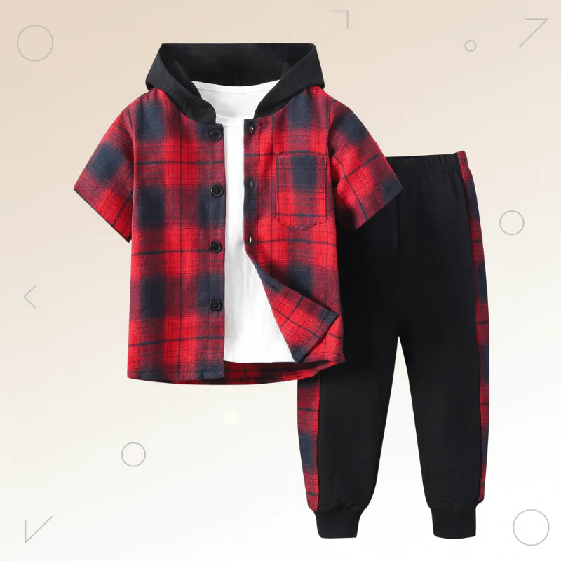 Boys Checkered Outfit – Trendy og behagelig – Rutet barnesett