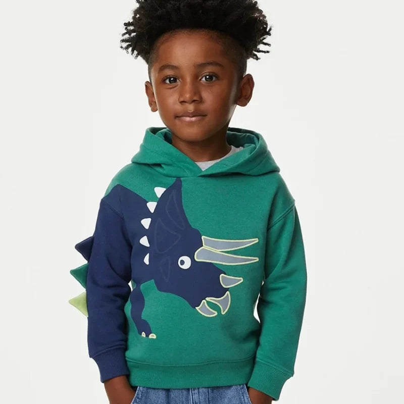 DinoStyle – Varm og pustende – Hettegenser med Triceratops-trykk