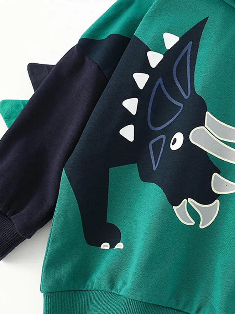 DinoStyle – Varm og pustende – Hettegenser med Triceratops-trykk