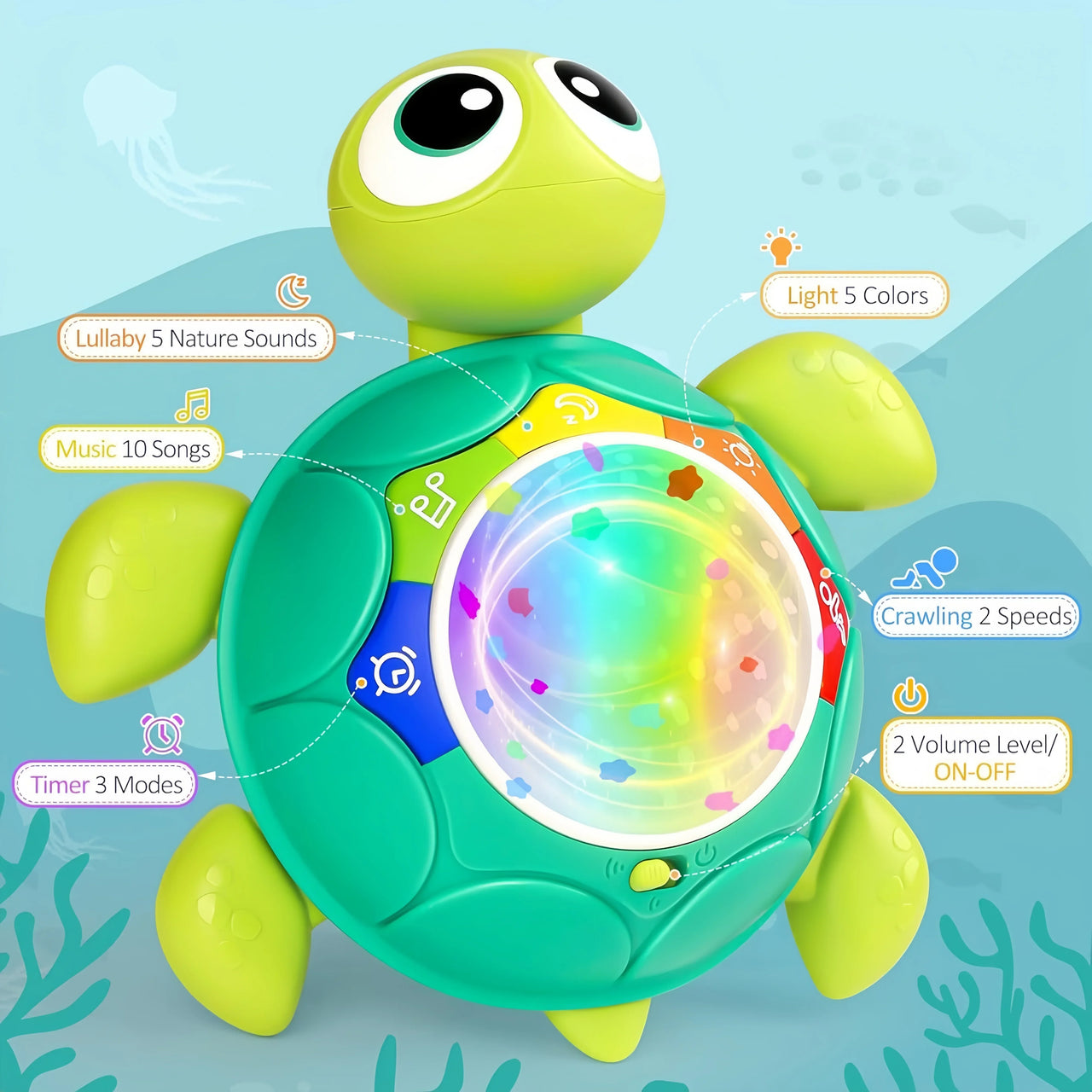 Turtle Projector™ - Stimulerer krabbing - Stjerneprojektor