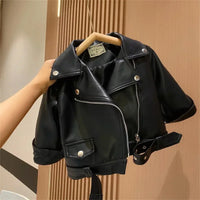 Thumbnail for Girls Leather Jacket – Kult og stilig – Barnejakke i skinn