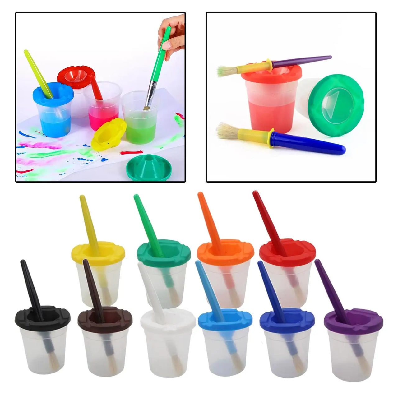 Anti-Spill Paint Cups™  - Maleeventyr - Malekopper for barn med lokk og pensel