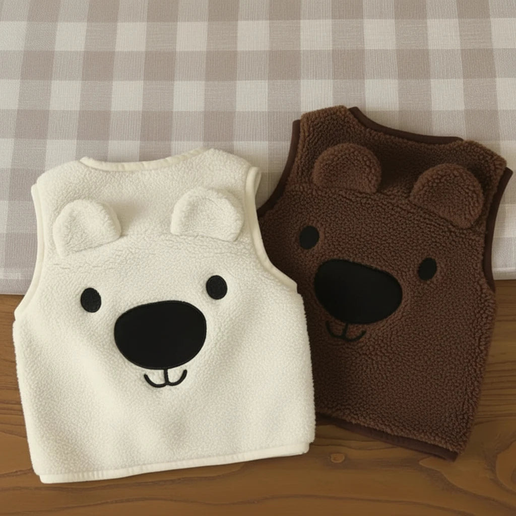 Baby Bear Fleece Vest – Varm og myk – Barnetrøye med bjørnemotiv