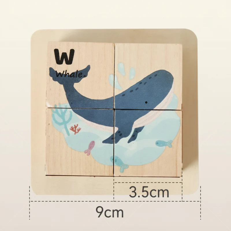 WoodMind – Kreativt og lærerikt – 6-i-1 Montessori dyre-trepuslespill