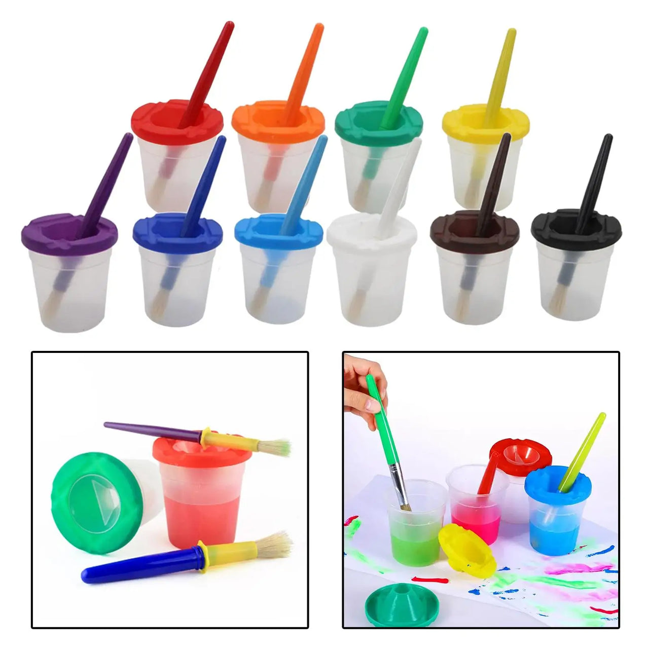 Anti-Spill Paint Cups™  - Maleeventyr - Malekopper for barn med lokk og pensel