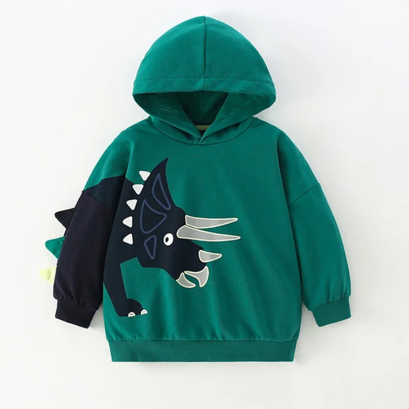 DinoStyle – Varm og pustende – Hettegenser med Triceratops-trykk