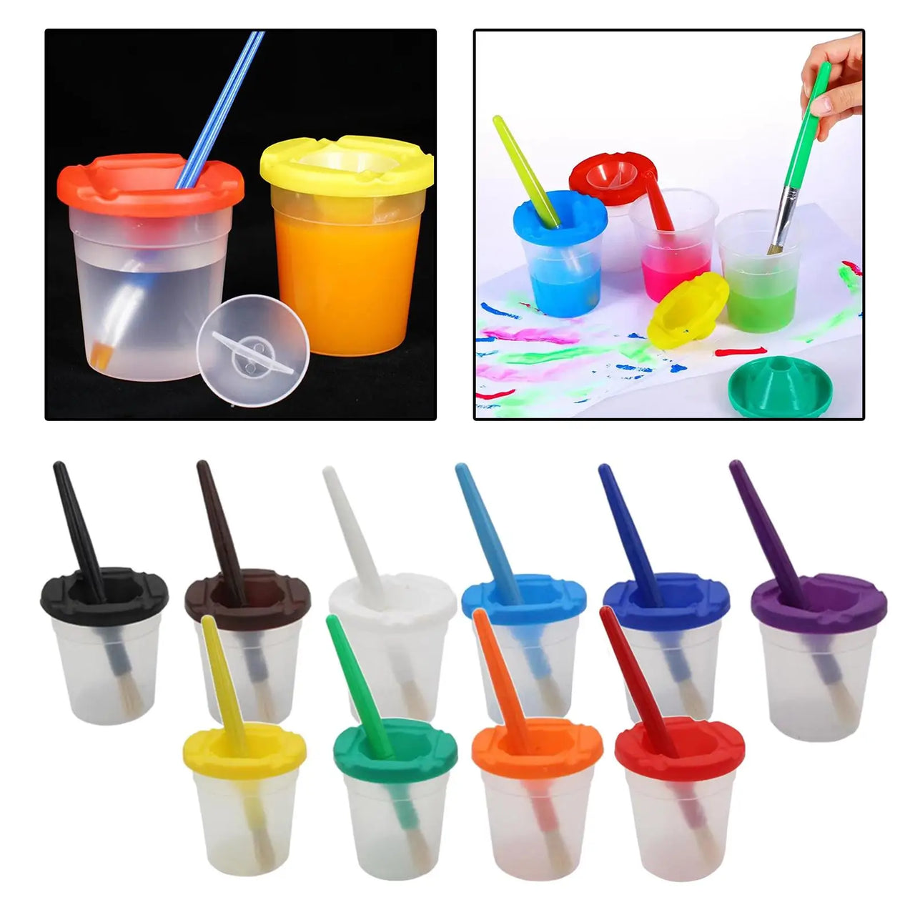 Anti-Spill Paint Cups™  - Maleeventyr - Malekopper for barn med lokk og pensel