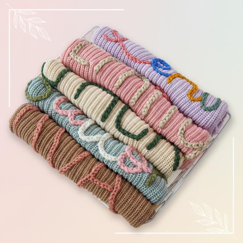 TinyStitch – Personlig strikket navnetrøye for barn