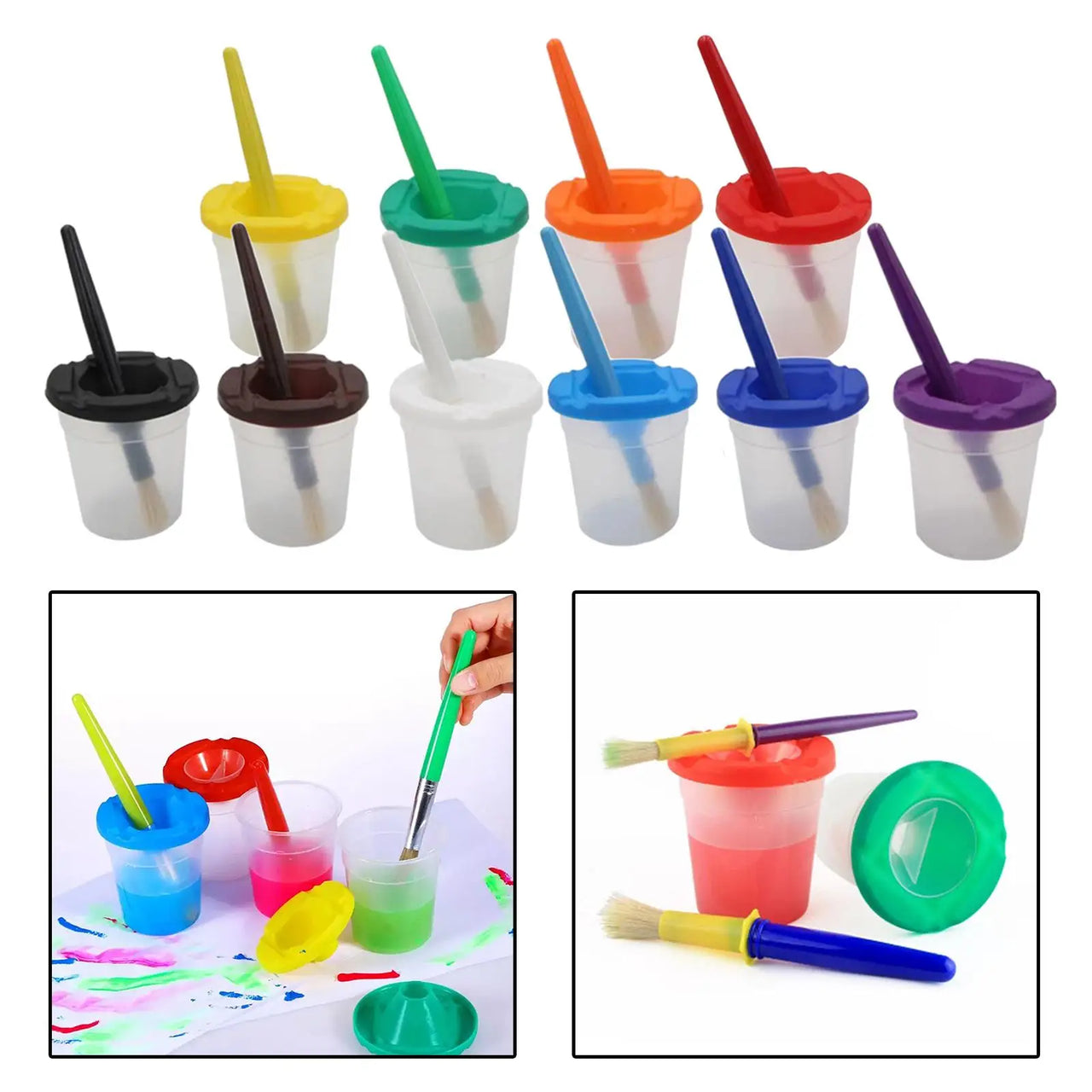 Anti-Spill Paint Cups™  - Maleeventyr - Malekopper for barn med lokk og pensel