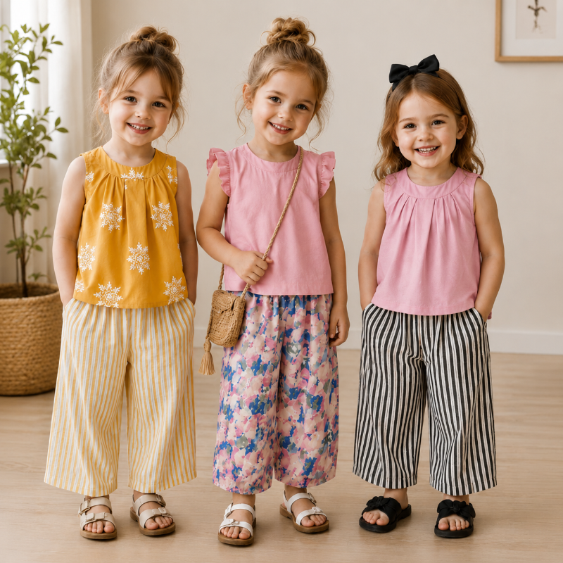 Sleeveless Tops & Pants – Mykt og stilig – Sommersett til barn