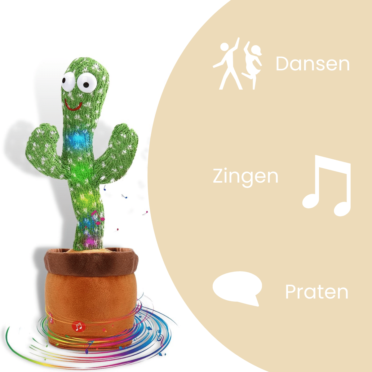 Happy Cactus™ - Leketøy som reagerer på lyd - Dansende kaktus