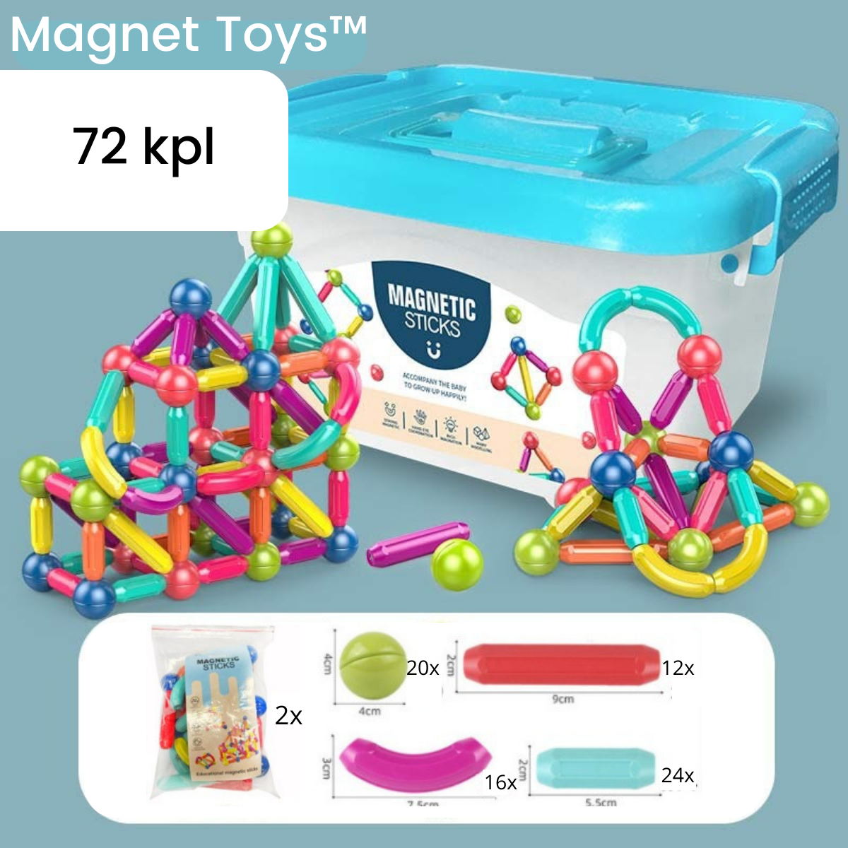 Magnet Toys™ - Utvikling av kreativitet - Magnetiske pinner