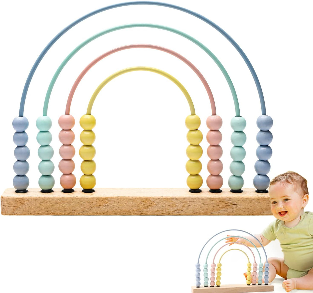 Woods™ - Pedagogisk leketøy - Perlebrett med regnbuefarger
