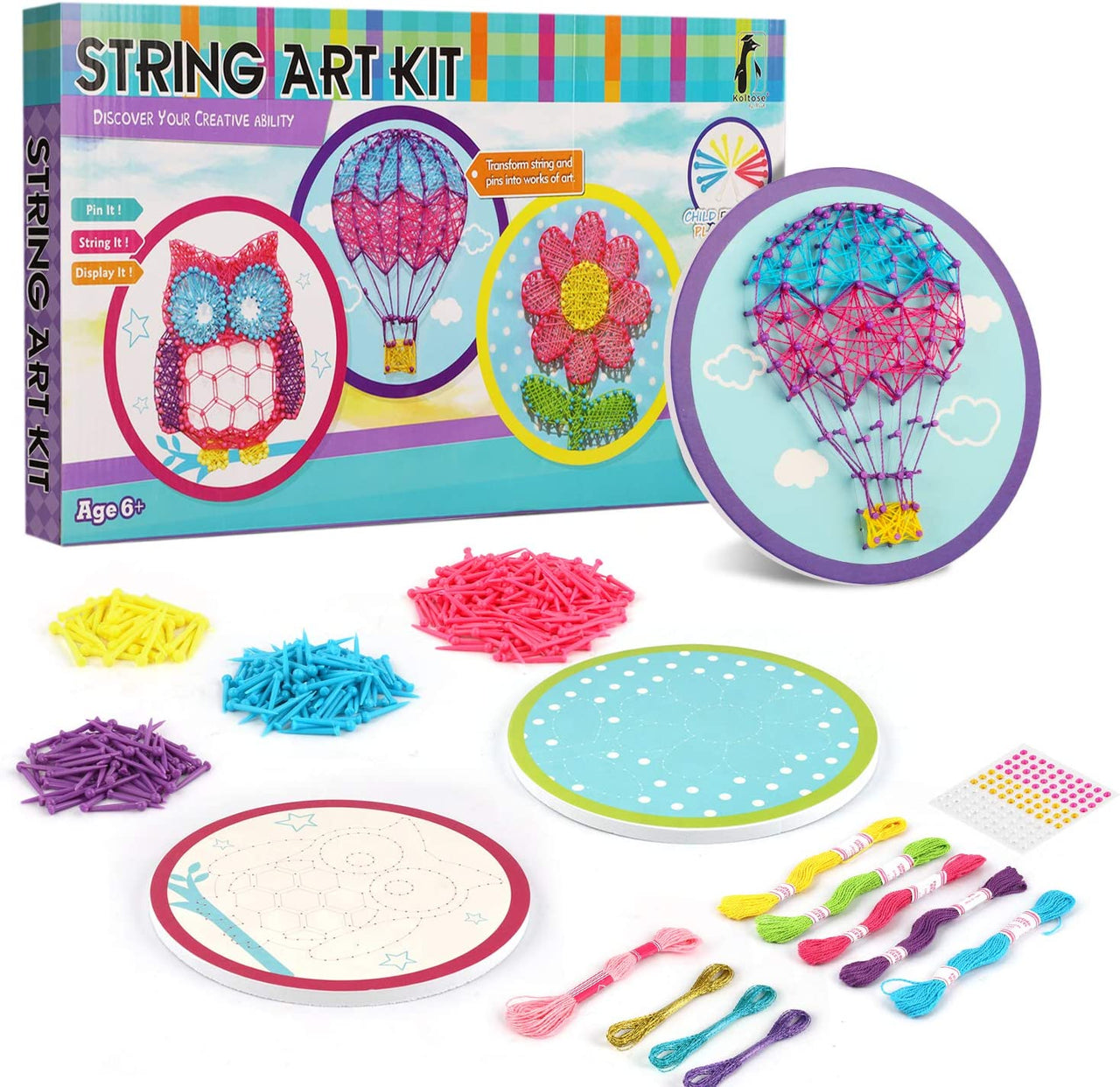 String Art Craft Kit™ - Fargerike kreasjoner med garn - Garnsett til hobbybruk