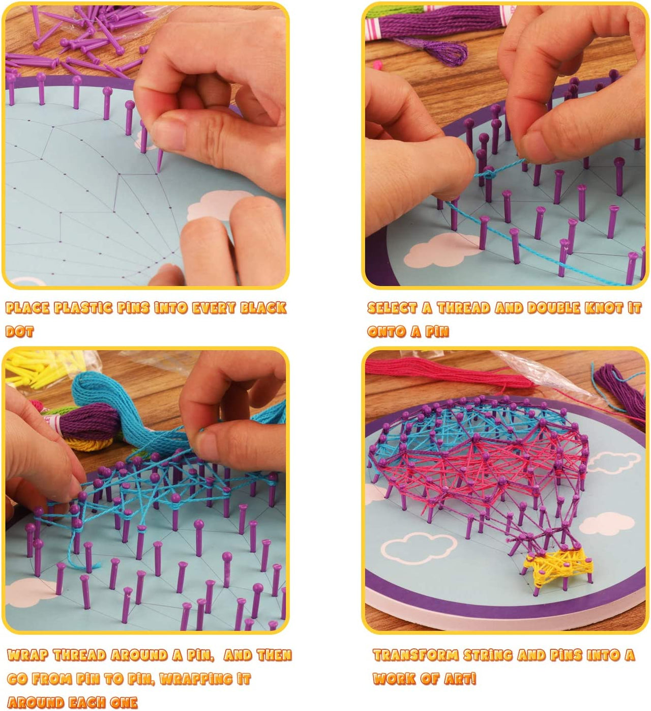 String Art Craft Kit™ - Fargerike kreasjoner med garn - Garnsett til hobbybruk